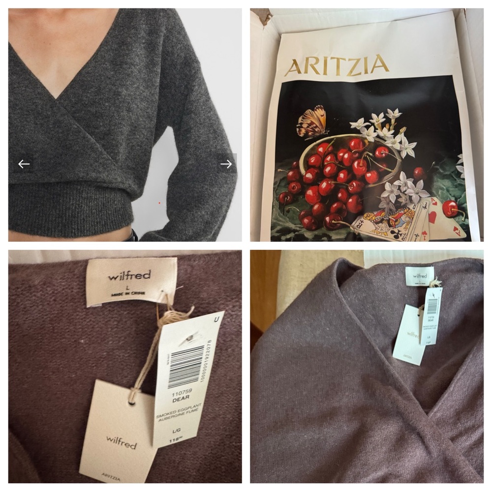 NWT! Aritzia Wilfred DEAR Cashmere Wrap Sweater Sz L